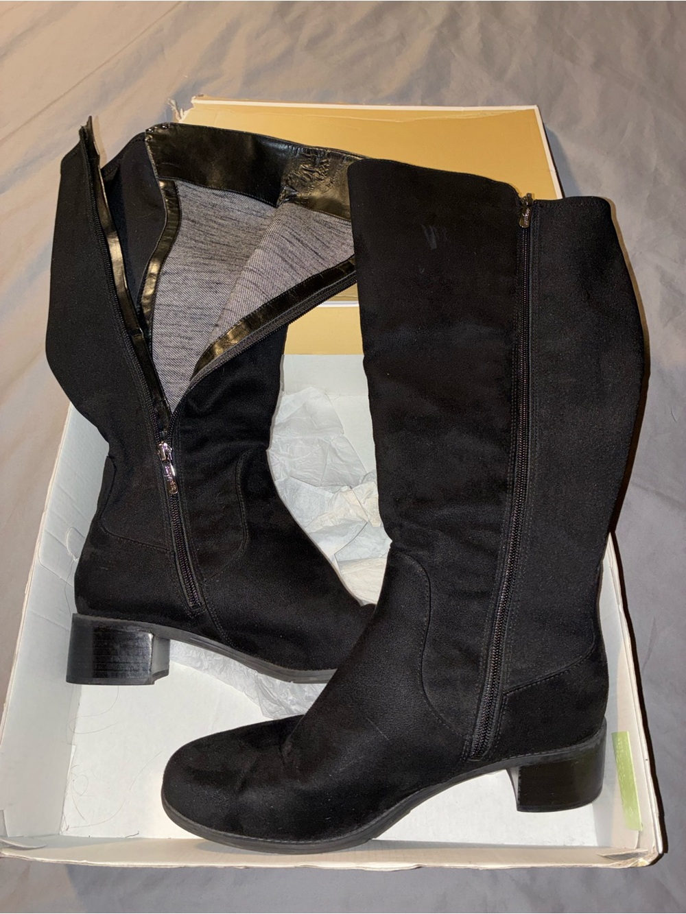 Michael Kors Black Mid-Calf Suede-Look Zip heeled Boots